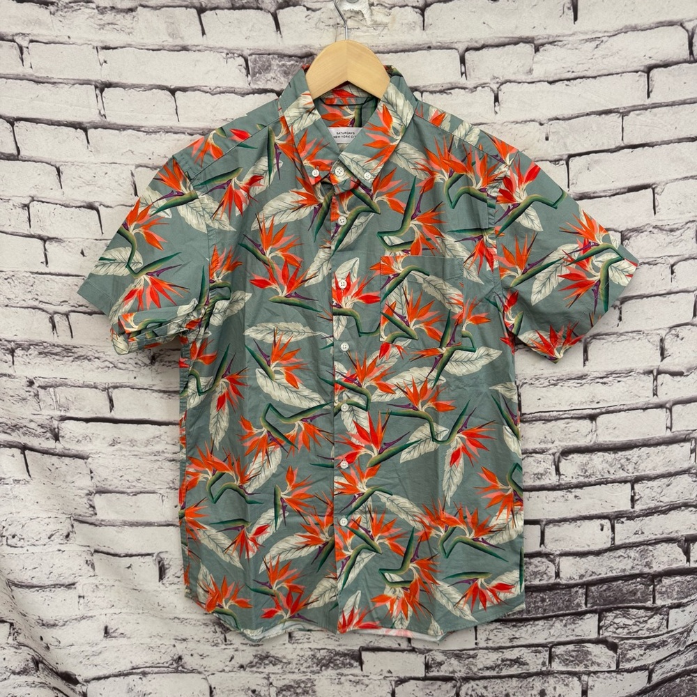 Saturdays NYC Esquina Paradise Button Down Hawaiian Shirt SZ M